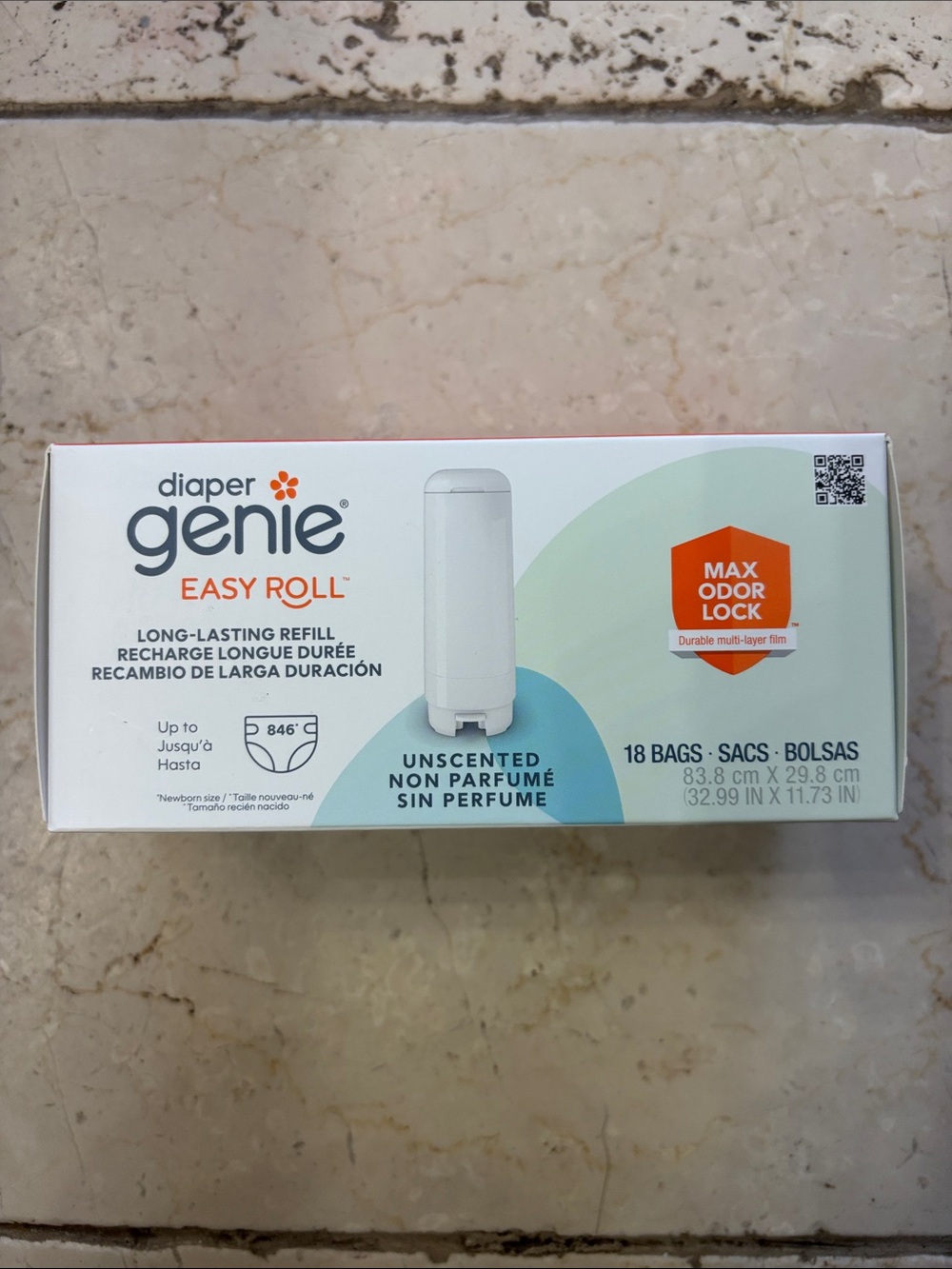 Easy Roll Unscented Refill - White (18 Bags)